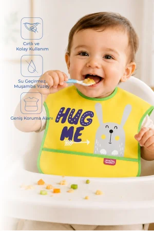 Babyjem Poli Muşamba Mama Önlüğü Büyük Sarı