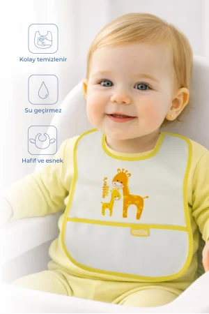 Babyjem Poli Muşamba Mama Önlüğü Küçük Sarı