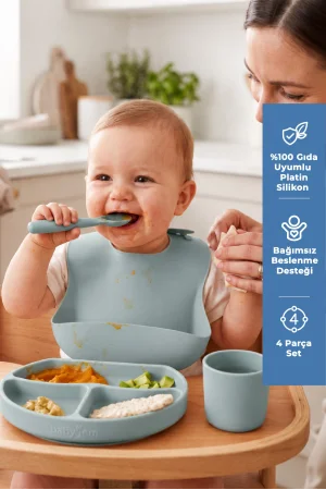 Babyjem Silikon Beslenme Seti Mint 4 Parça Hediye Seti