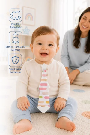 Babyjem Silikon Diş Kaşıyıcı Fular & Kravat Gülen Yüz Pembe