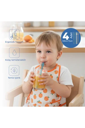 Babyjem Kolay Temizlenebilir Silikon Pipet Erkek (4 Adet)