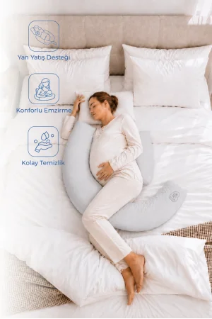 Babyjem Sırt Destekli Hamile ve Emzirme Yastığı Gri