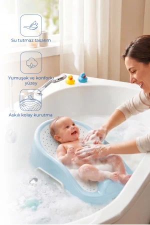 Babyjem Soft Banyo Desteği Bebek Yıkama Yardımcısı Soft Mavi