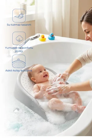 Babyjem Soft Banyo Desteği Bebek Yıkama Yardmcısı Soft Gri