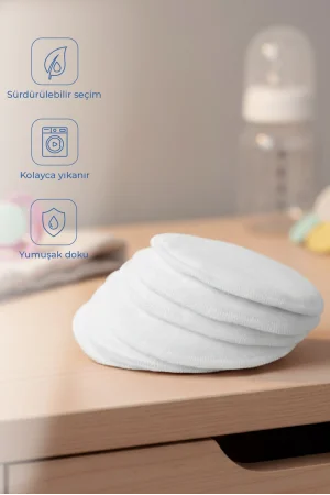 Babyjem Yıkanabilir Süper Emici Tekrar Kullanımlı Pamuklu Göğüs Pedi 6 Adet
