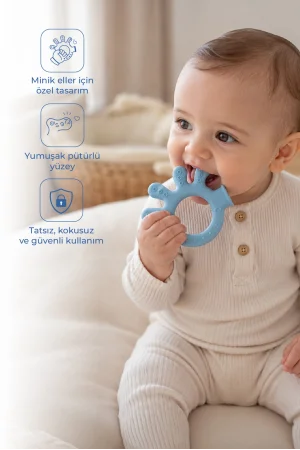 Babyjem Yumuşak Diş Kaşıyıcı Ahtapot Mavi