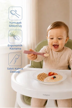 Babyjem Yumuşak Uçlu Silikon Kaşık Mocha