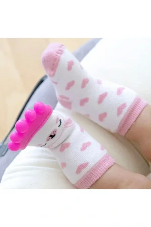 Babyjem Diş Kaşıyıcılı Havlu Bebek Çorabı Pembe