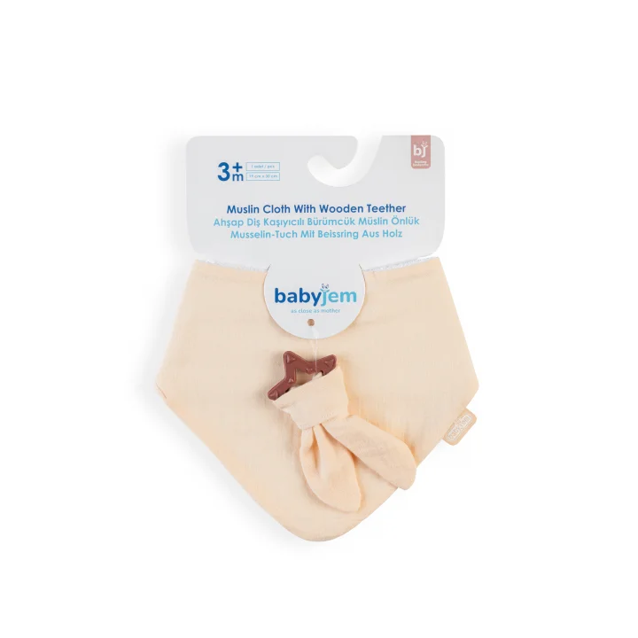 Babyjem Silikon Diş Kaşıyıcılı Müslin Mama Önlüğü Somon