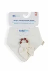Babyjem Silikon Diş Kaşıyıcılı Müslin Mama Önlüğü Ekru