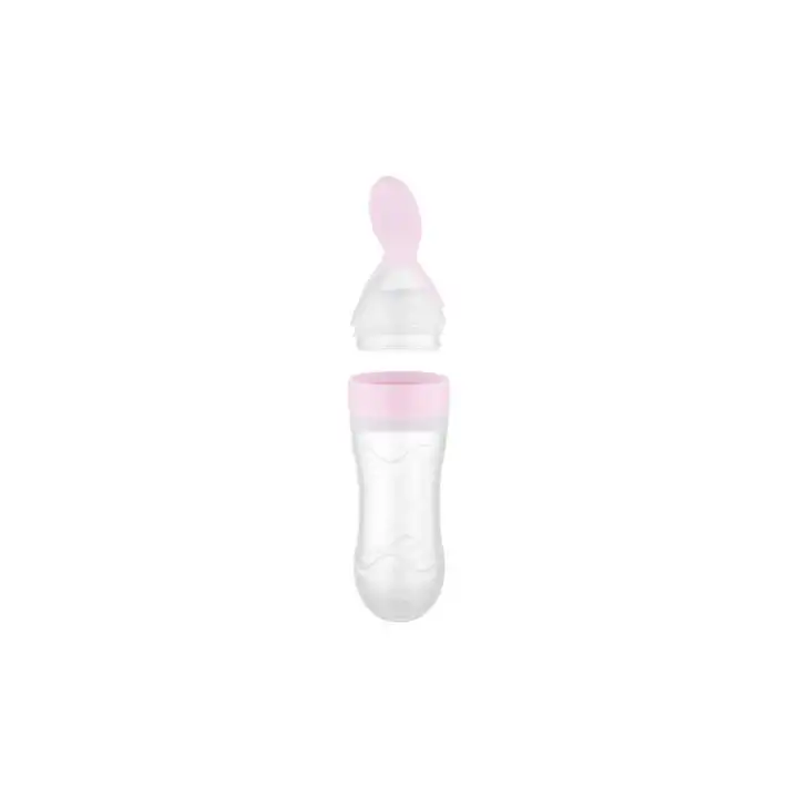 Babyjem Sıkmalı Kaşıklı Mama Biberonu Pembe