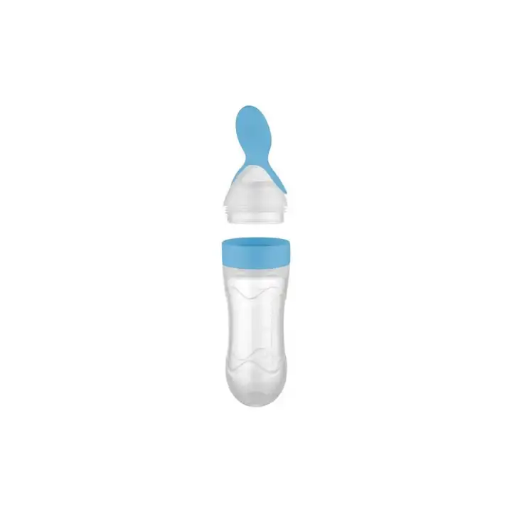 Babyjem Sıkmalı Kaşıklı Mama Biberonu Mavi