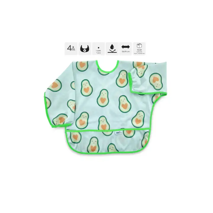 Babyjem Baskılı Blw Kollu Mama Önlüğü Avakado Desen