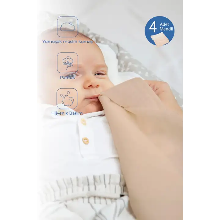 Babyjem Bürümcük Bebek Ağız Ter Mendili 4 Adet Somon