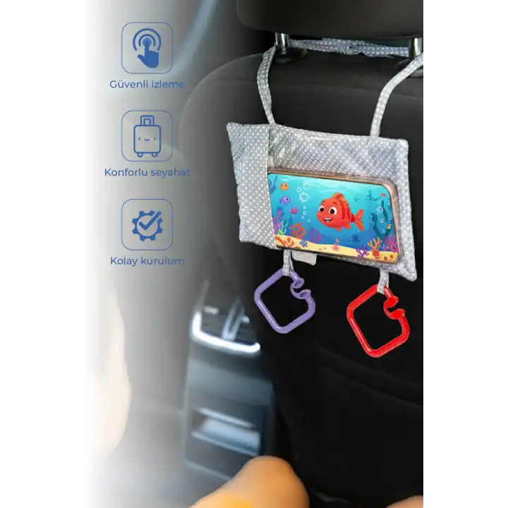 Babyjem Bebek Araç İçi Oto Koltuğu Arkası Telefon Askılığı Gri Puanlı