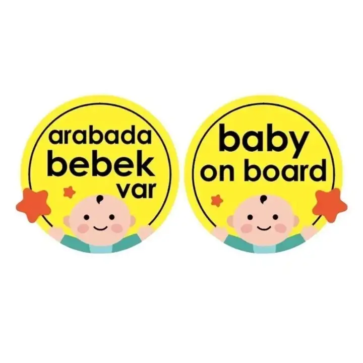 Babyjem Vakumlu Arabada Bebek Var Cam Yazısı Sarı