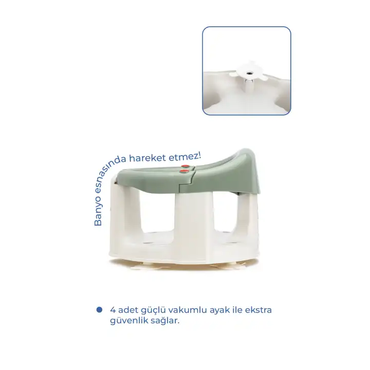 Babyjem Önden Açılır Banyo ve Mama Oturağı ve Hediye Minderli - 2  Li Set Soft Yeşil