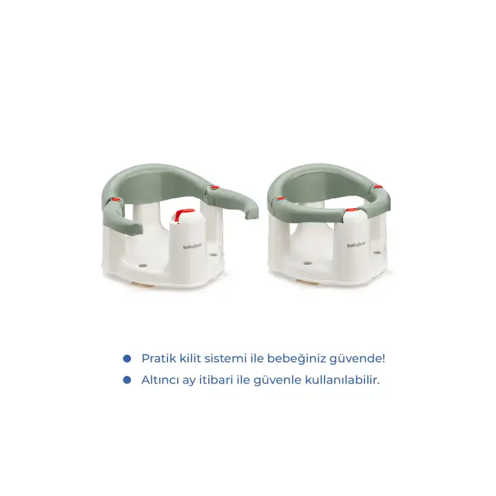Babyjem Önden Açılır Banyo ve Mama Oturağı ve Hediye Minderli - 2  Li Set Soft Yeşil
