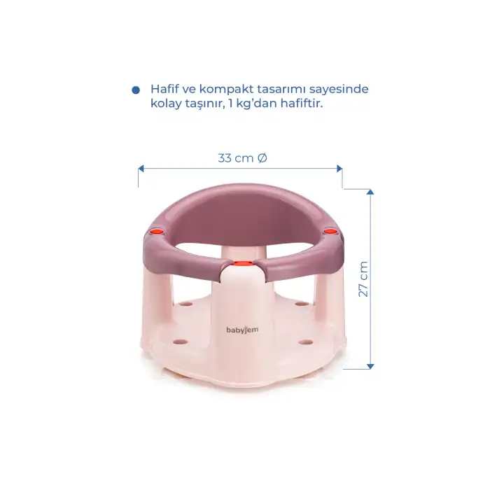 Babyjem Önden Açılır Banyo ve Mama Oturağı ve Hediye Minderli - 2 Li Set Mürdüm