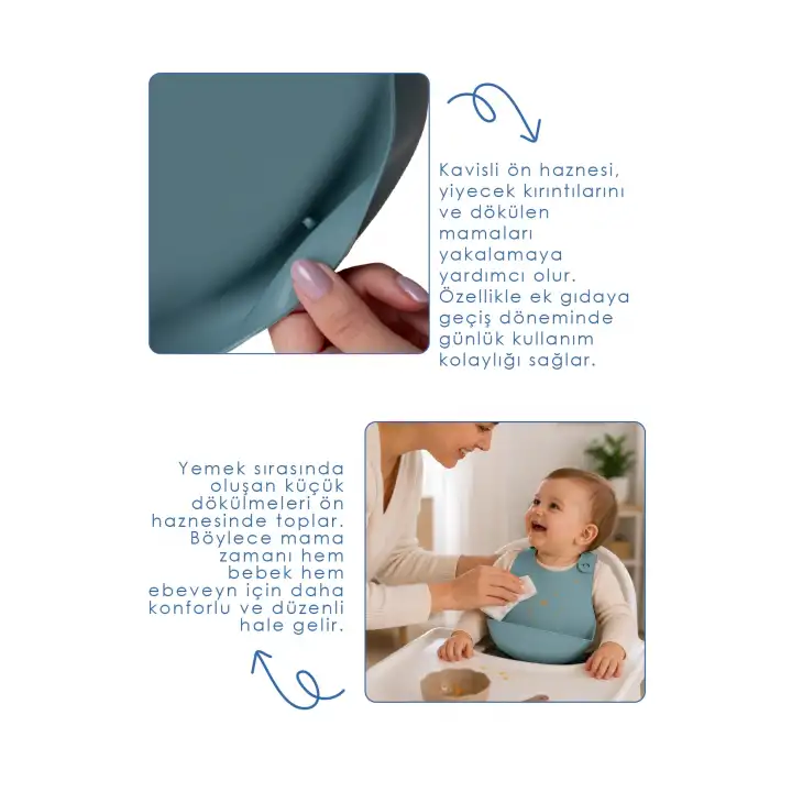Babyjem Mini Silikon Mama Önlüğü Mint