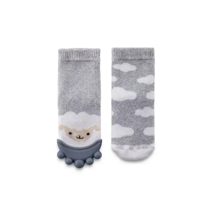 Babyjem Diş Kaşıyıcılı Havlu Bebek Çorabı Gri