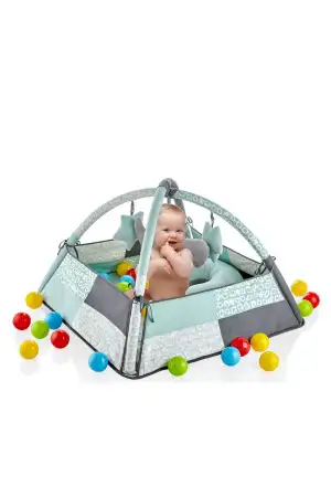 Babyjem Güvenlikli Aktivite Oyun Halısı Yeşil 25 Adet Top Hediyeli