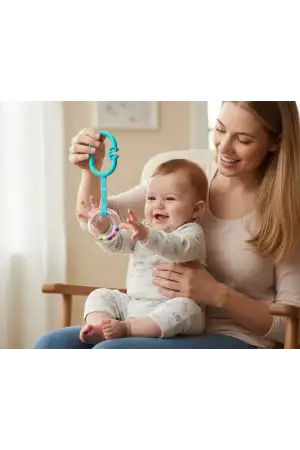 Babyjem Pusete Asılabilir Oval Sesli Çıngırak Mavi