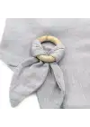 Babyjem Ahşap Diş Kaşıyıcılı Bürümcük Müslin Mama Önlüğü Gri