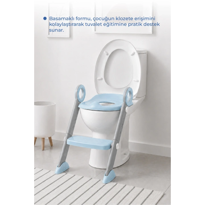 Babyjem Basamaklı Katlanır Klozet Adaptörü Soft Mavi