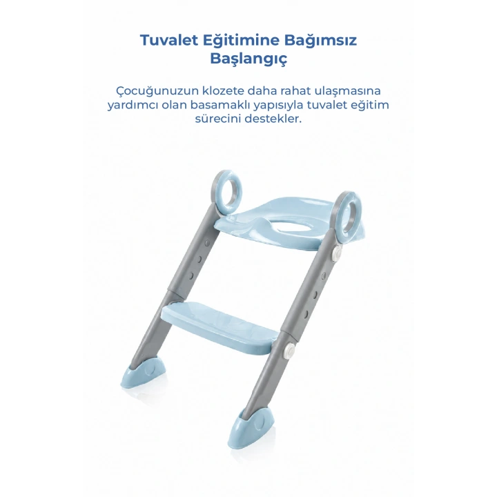Babyjem Basamaklı Katlanır Klozet Adaptörü Soft Mavi