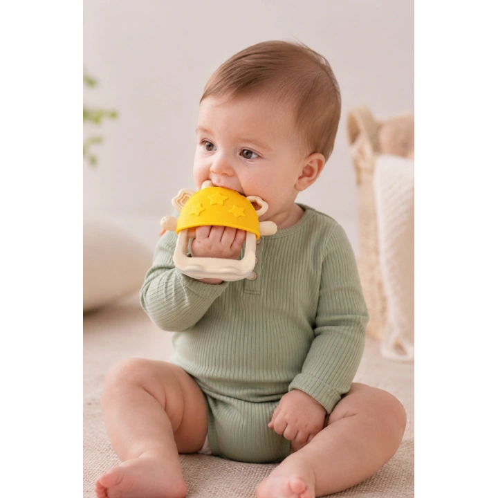 Babyjem Crabby Tutma Halkalı Silikon Diş Kaşıyıcı Sarı