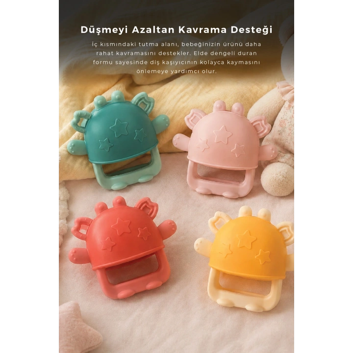 Babyjem Crabby Tutma Halkalı Silikon Diş Kaşıyıcı Sarı
