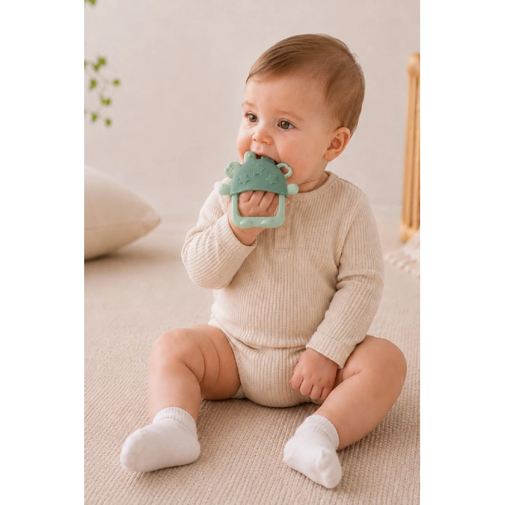 Babyjem Crabby Tutma Halkalı Silikon Diş Kaşıyıcı Soft Yeşil