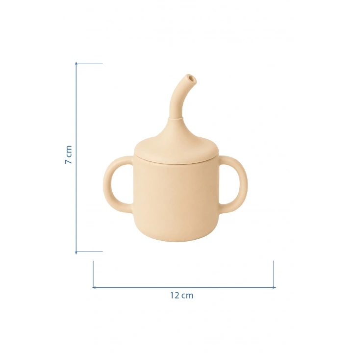 Babyjem Silikon Pipetli Bardak Ekru