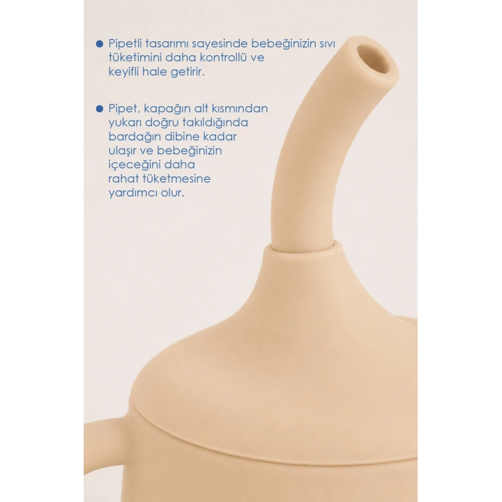 Babyjem Silikon Pipetli Bardak Ekru