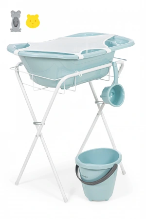 Babyjem Ayaklı Bebek Banyo Küvet Seti 7 Parça Soft Mavi