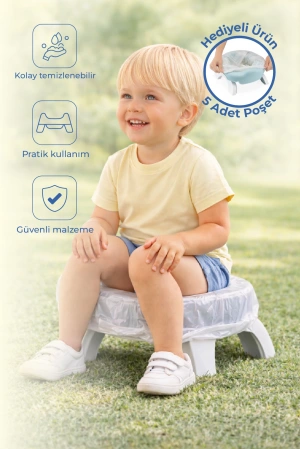 Babyjem Portatif Katlanabilir Seyahat Lazımlığı Soft Mavi + 5 Hediye Poşet