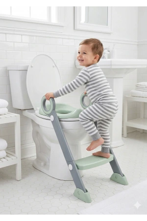 Babyjem Basamaklı Katlanır Klozet Adaptörü Soft Yeşil