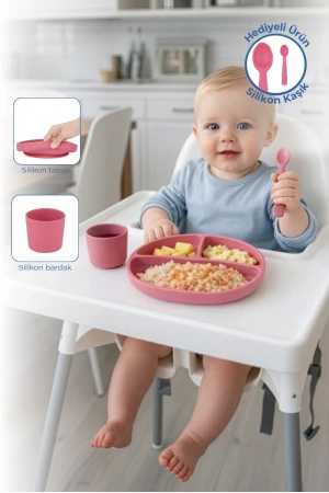Babyjem 917 Silikon Beslenme Seti Silikon Kaşık Hediyeli Hediye Seti 3 Parça