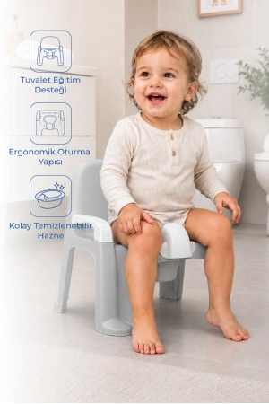 Babyjem Afacan Lazımlık Ergonomik Tuvalet Eğitimi Yardımcısı Soft Gri