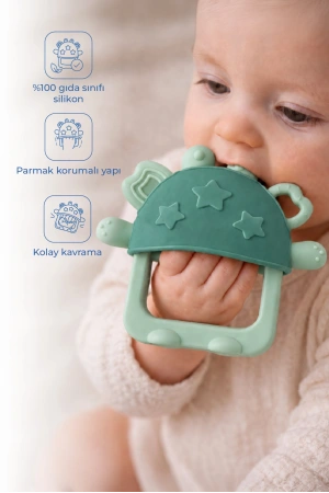 Babyjem Crabby Tutma Halkalı Silikon Diş Kaşıyıcı Soft Yeşil