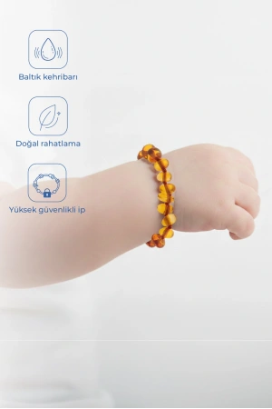Babyjem Orjinal Sertifikalı Kehribar Bebek Bilekliği Koyu Bal