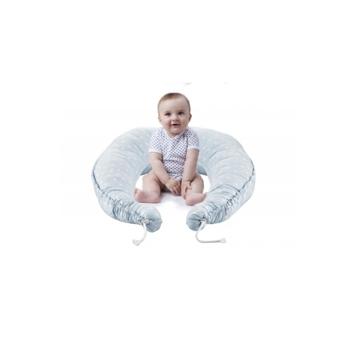 Babyjem 5 Fonksiyonlu Anne Yanı & Emzirme Minderi & Bebek Yatağı Mavi Benekli