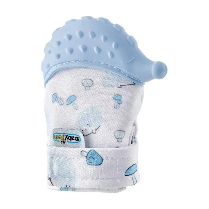 Babyjem Hışırtılı Silikon Diş Kaşıyıcı Eldiven Kirpi - Mavi