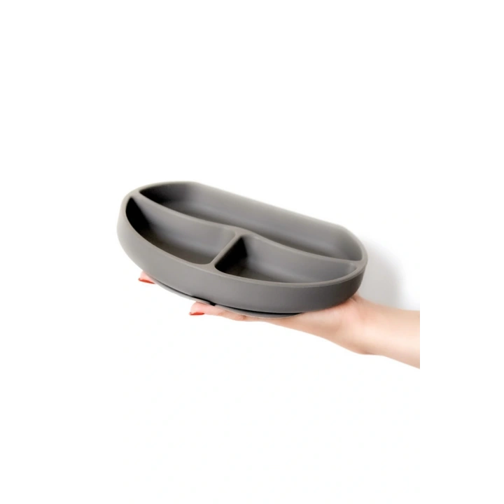 Babyjem Vakum Tabanlı Silikon Tabak Gri - Bpa Içermez