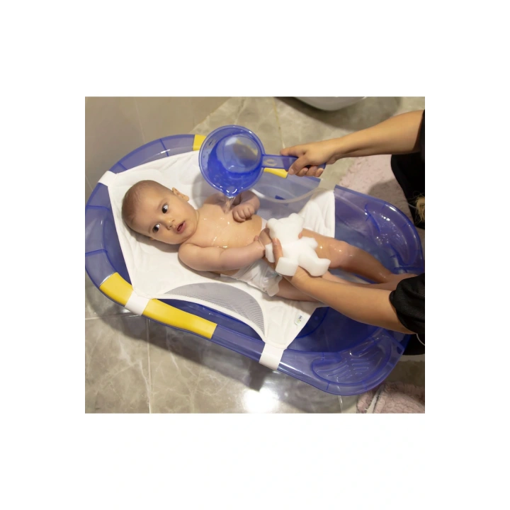Babyjem Bebek Banyo Maşrapası Şeffaf Desenli Mavi