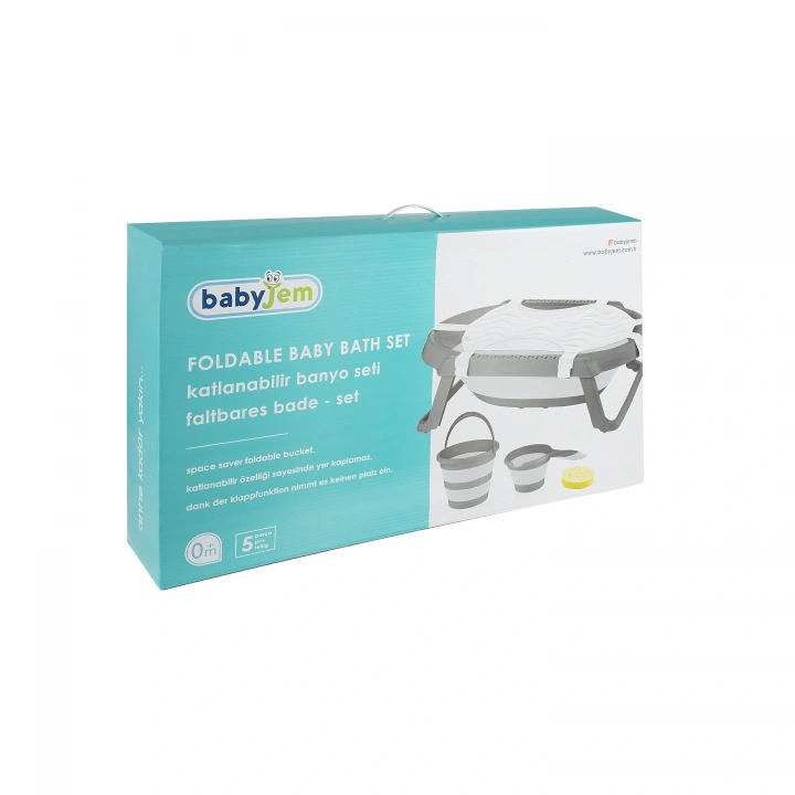 Babyjem Katlanır Bebek Banyo Küveti 5li Set Antrasit Renk