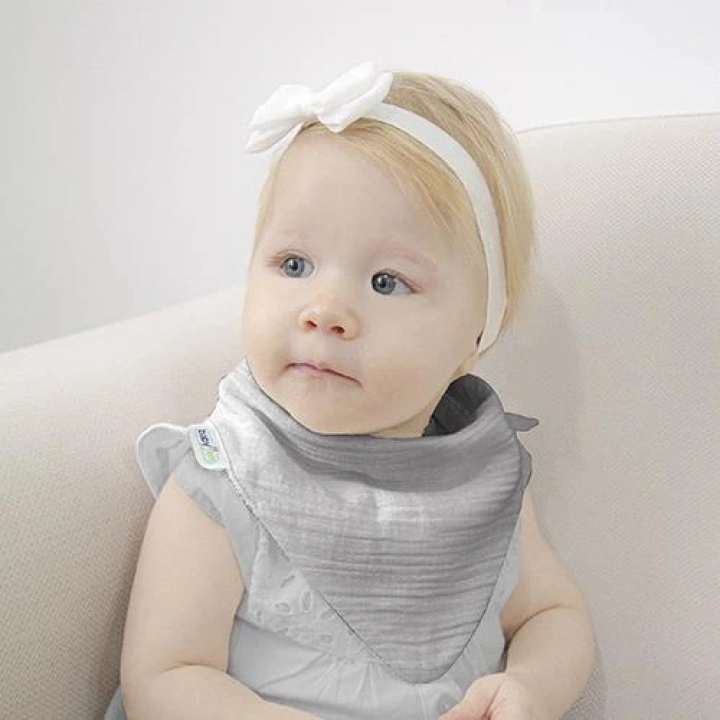Babyjem Ahşap Diş Kaşıyıcılı Bürümcük Müslin Önlük Gri