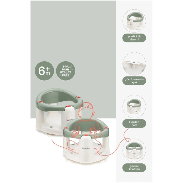 Babyjem Önden Açılır Banyo & Mama Oturağı Soft Yeşil