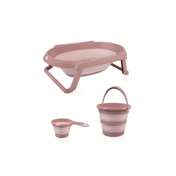 Babyjem Katlanır Banyo Küveti 3 Lü Set Somon